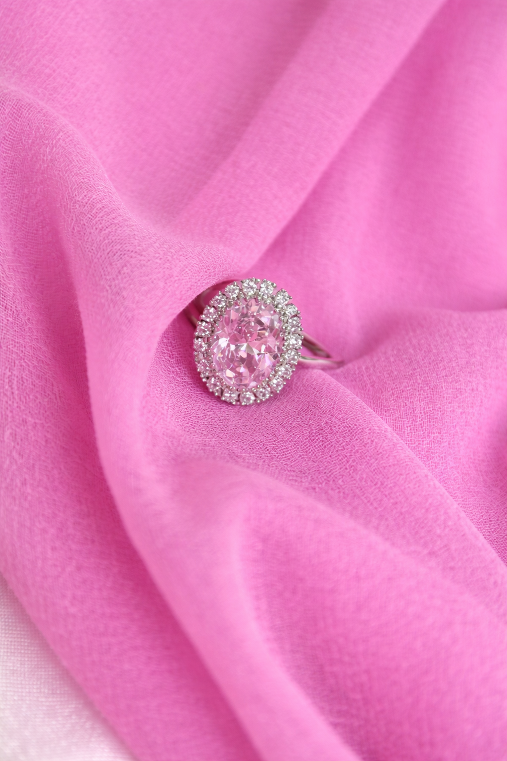 Adjustable Royal Oval Crystal Halo Ring